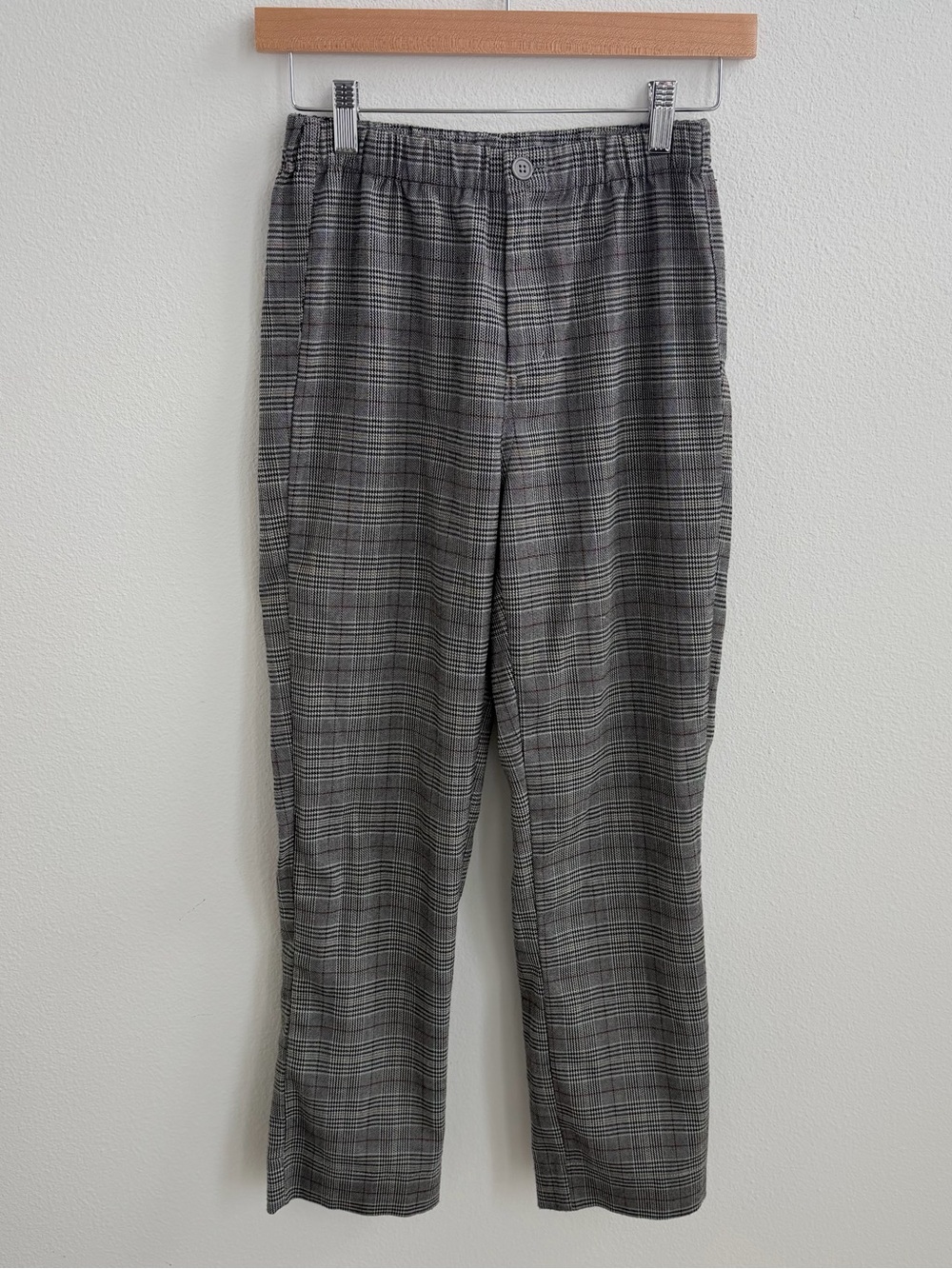 Brandy Melville John Galt Plaid Straight Leg Pants Gray Trouser Pants